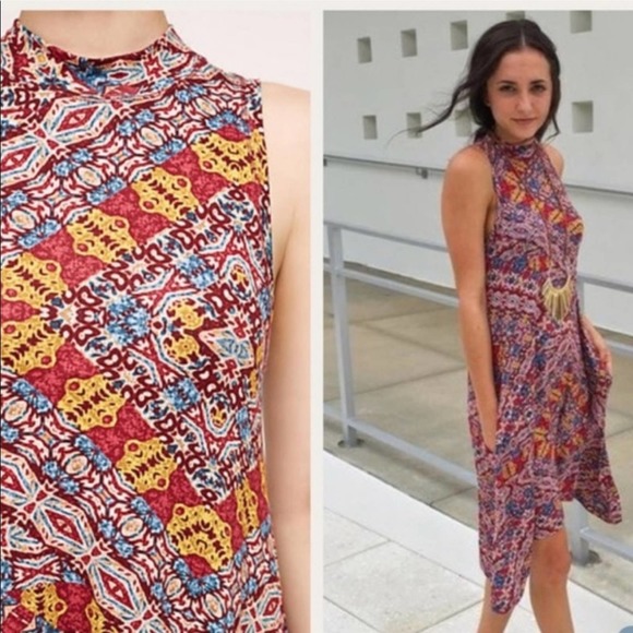 Anthropologie Dresses & Skirts - Anthropologie Maeve Lilt Swing Dress Tribal Mock Neck Sleeveless Dress S